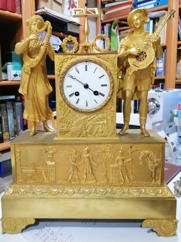 reloj sobremesa bronce neoclásico alegoría música