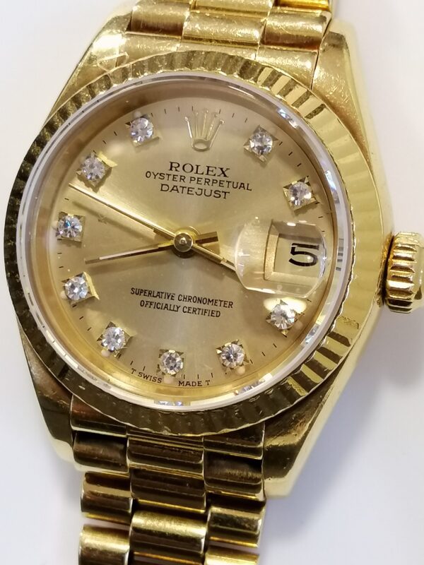 Rolex Oyster Perpetual Datejust diamantes automatico oro amarillo 18kts. Lady. 