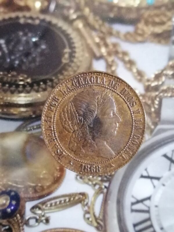 Isabel II 2 1/2 Céntimos de Escudo 1868 Jubia OM cobre