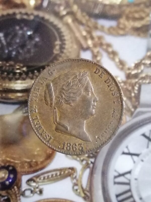 Isabel II 25 Céntimos de Real 1863 Segovia cobre