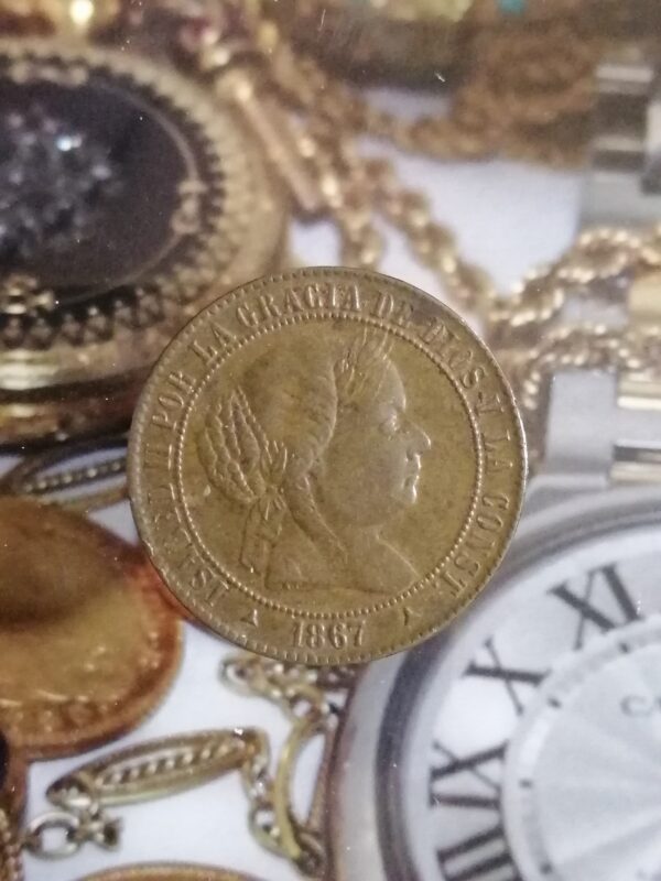 Isabel II. 2 1/2 Céntimos de Escudo 1867 Jubia OM cobre