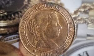 Isabel II 2 1/2 Céntimo de escudo 1868 Barcelona cobre