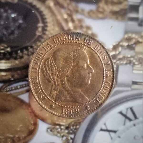 Isabel II 2 1/2 Céntimo de escudo 1868 Barcelona cobre