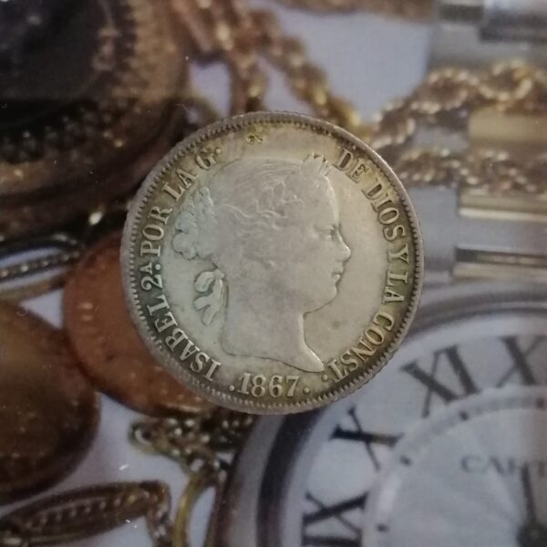 Isabel II 20 Céntimos de peso plata  1867 Manila