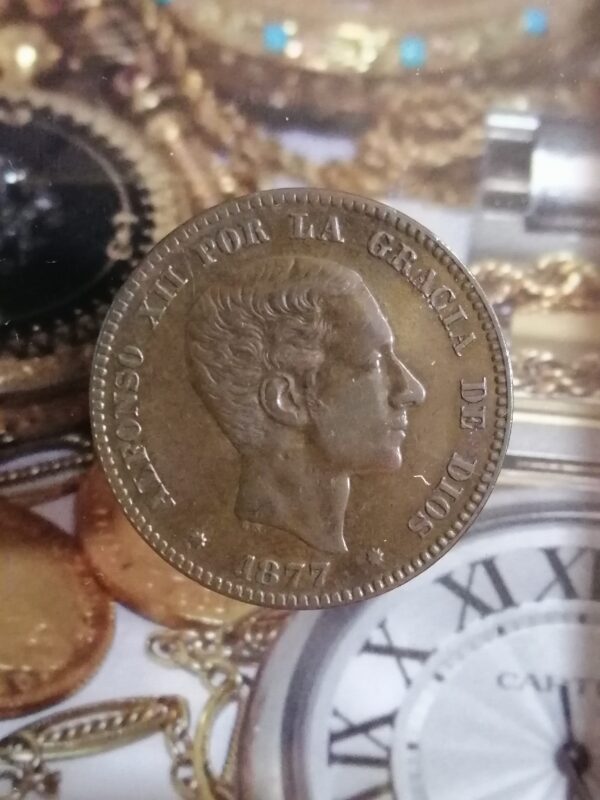 10 Céntimos Alfonso XII Barcelona OM 1877 cobre