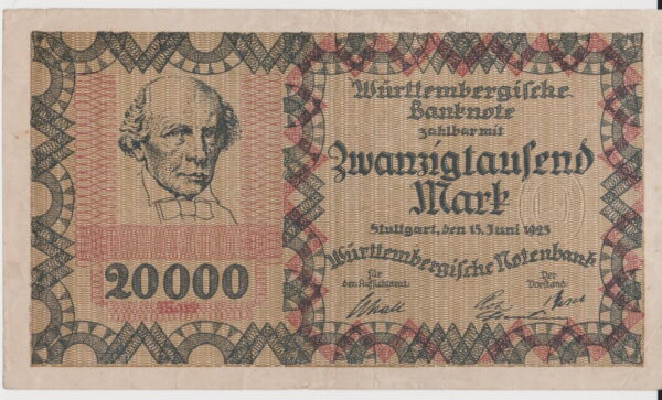 billete aleman stuttgard 1923 20000 marcos