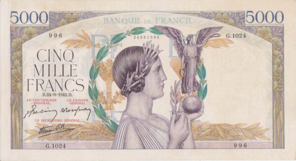 bille frances 1942 5000 francos victoria