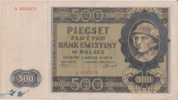 billete polaco 500 esloti 1940