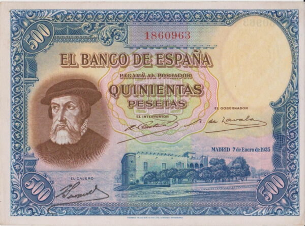 Billete II republica española 1935 500 pesetas