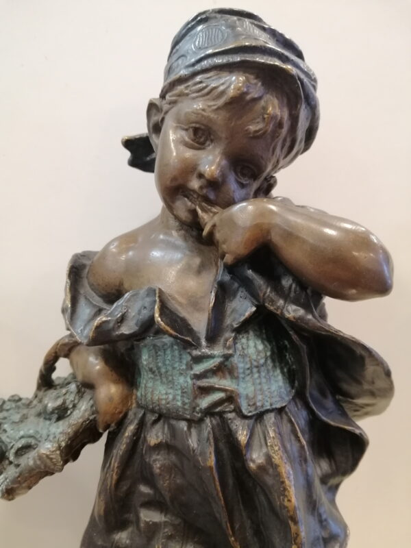 Pareja figuras decoracion bronce niño niña firmadas
