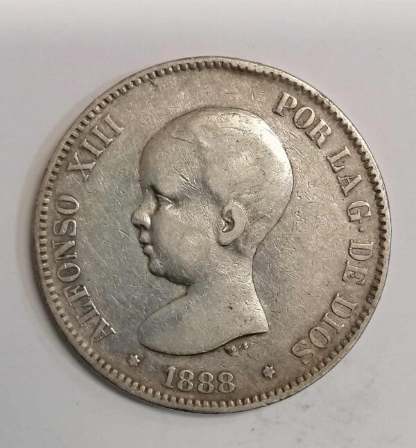 5 pesetas alfonso xiii 1888 MSM