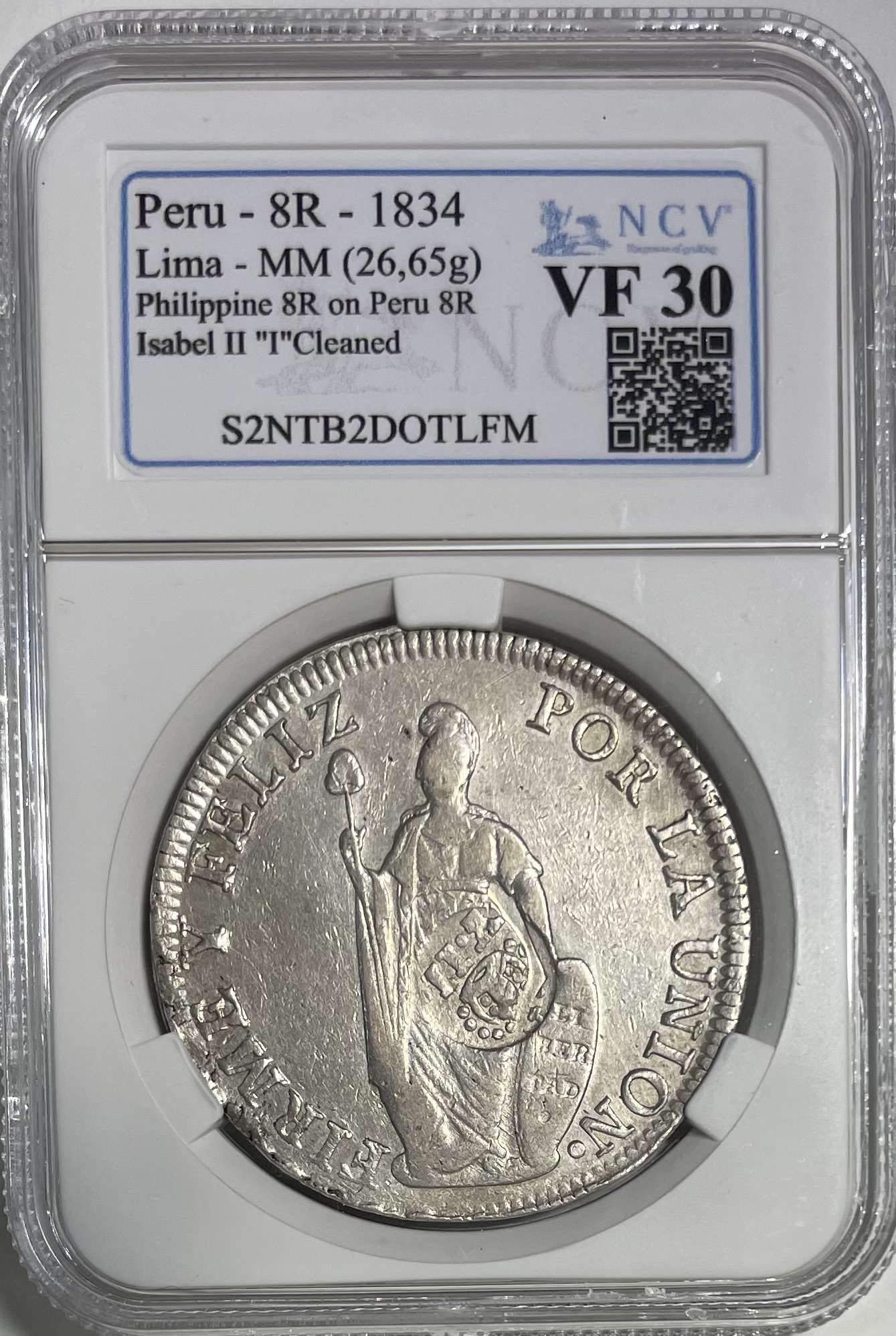 isabel ii 8 reales 1834 Peru
