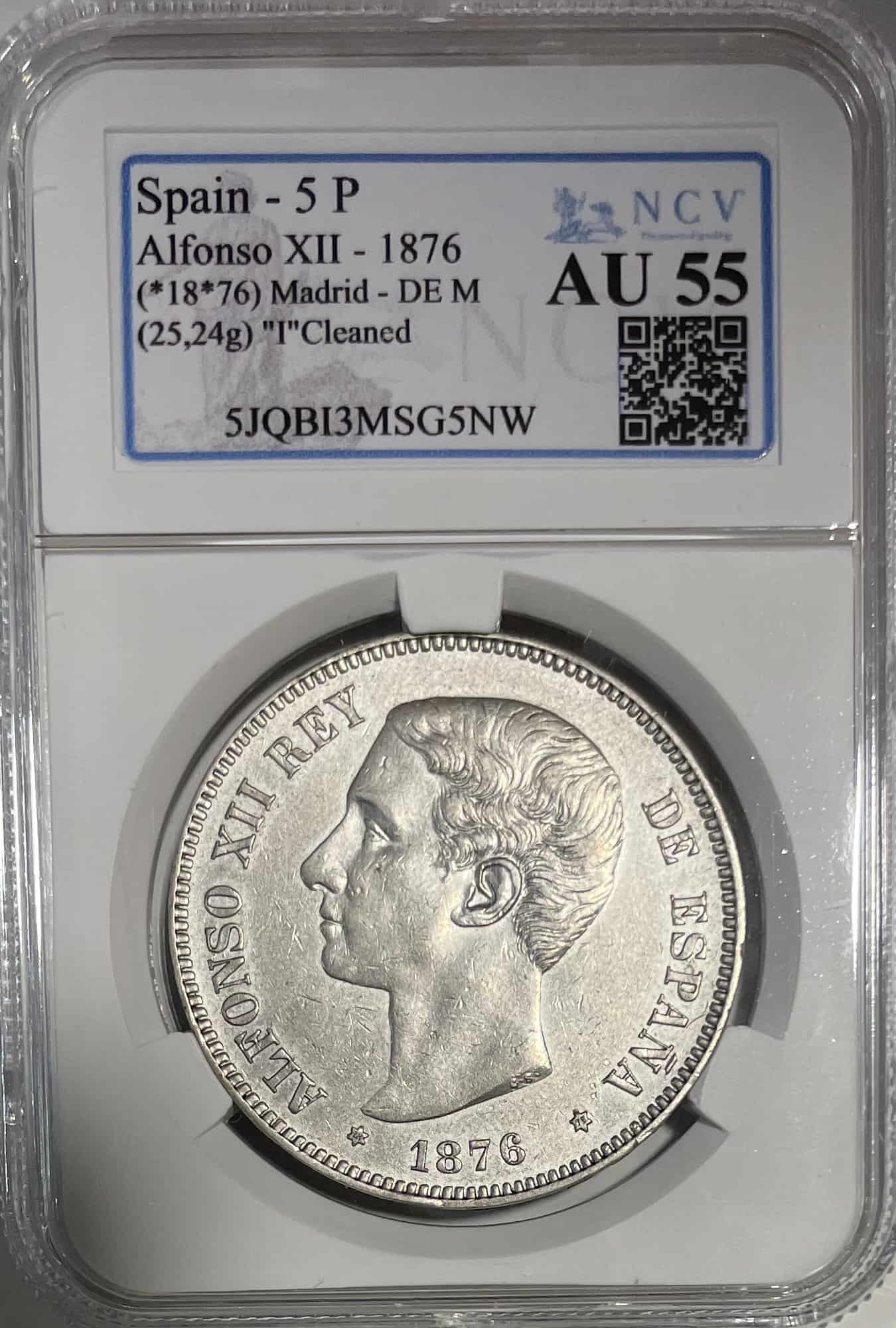 alfonso xii 5 pesetas 1876