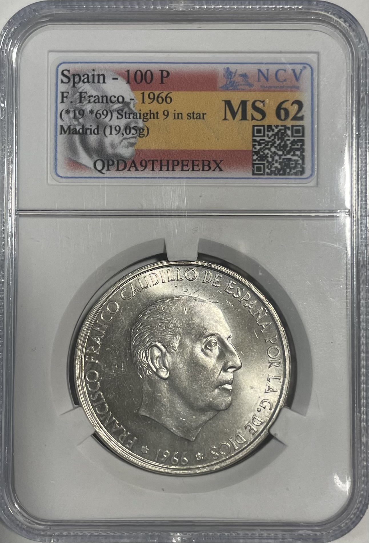 100 pesetas palo recto
