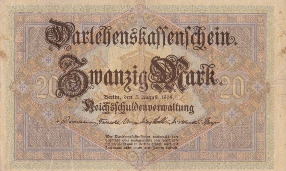 Billete aleman de 20 marcos de 5 de agosto de 1914