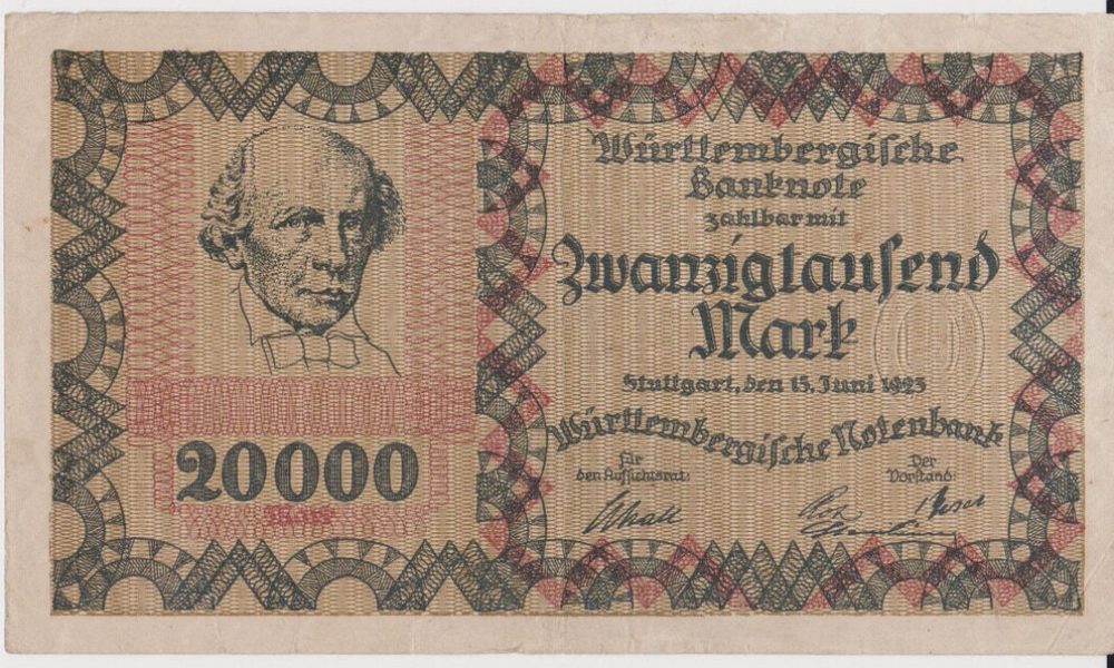 billete aleman stuttgard 1923 20000 marcos
