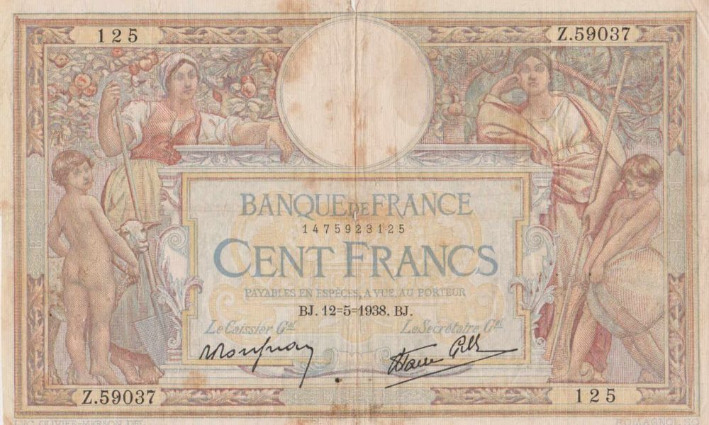 francia 100 francos 1938 12 de mayo billete