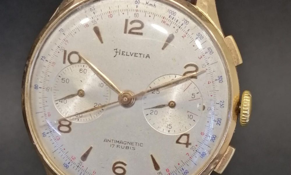 reloj pulsera cronometro Helvetia oro 18 quilates