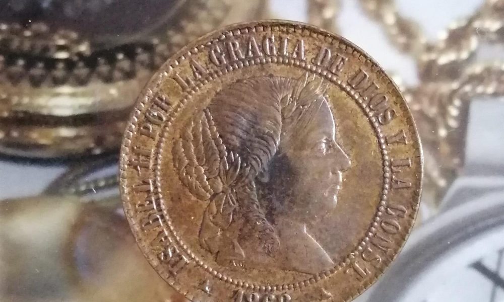 Isabel II 2 1/2 Céntimos de Escudo 1868 Jubia OM cobre