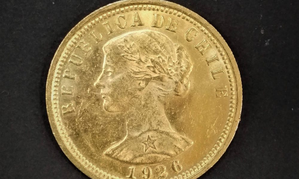 100 Pesos chilenos Monedas del mundo oro 22kts