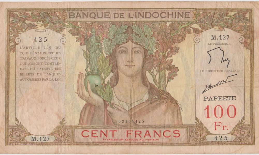 billete indochino 100 francos indochina 1939